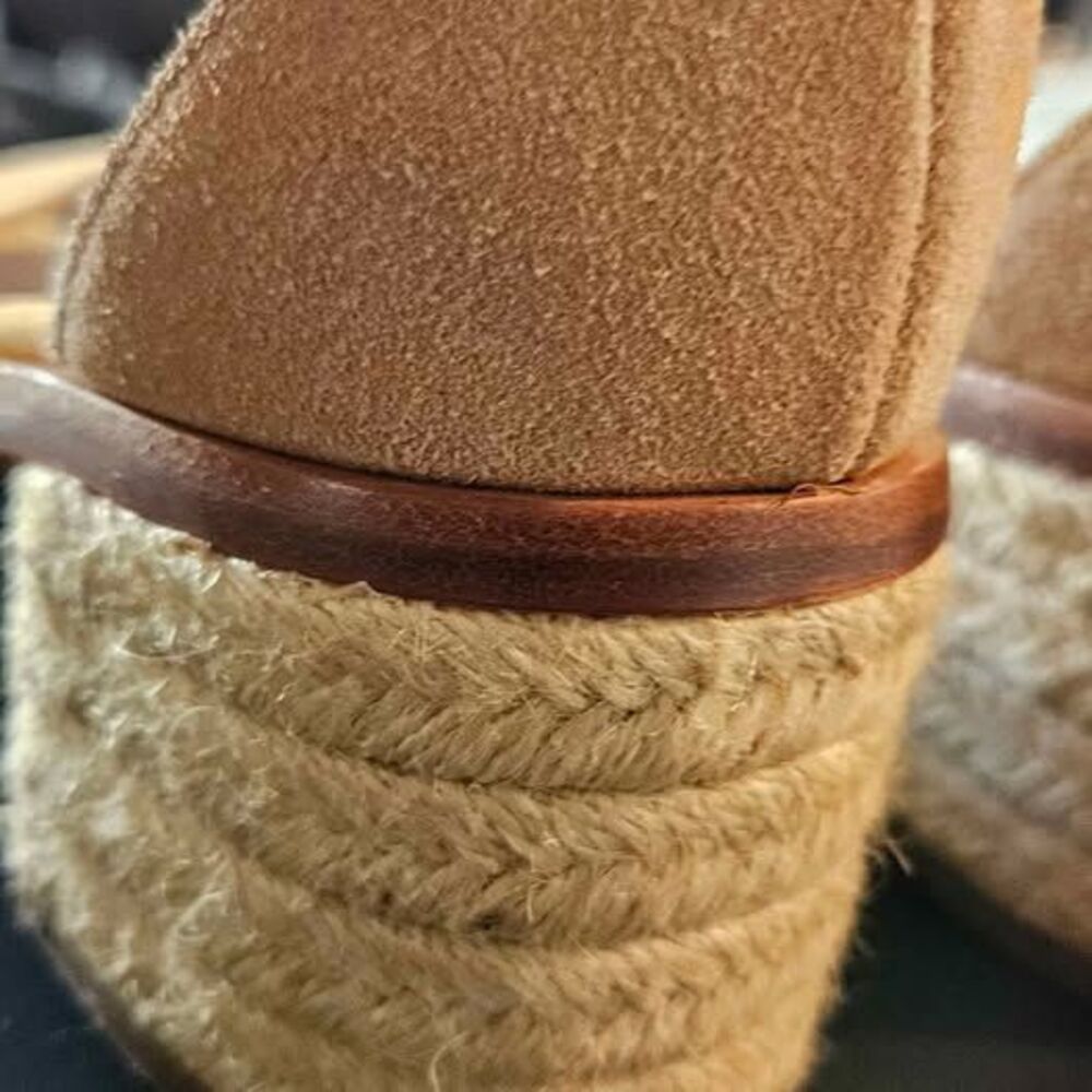 Women's Soludus Anthropologies leather ankle strap rope block heel Sandals 7 - Picture 7 of 7